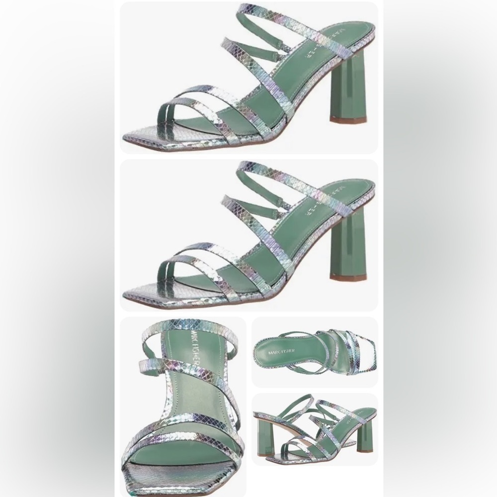 Marc Fisher Women's Kristin Heeled Sandal LIGHT GREEN RAINBOW SIZE 8 1/2 M